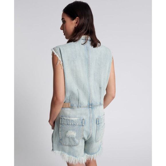 One Teaspoon NWOT Kansas Blue Palisades Overall Intentionally Distressed SZ XL - Picture 9 of 10